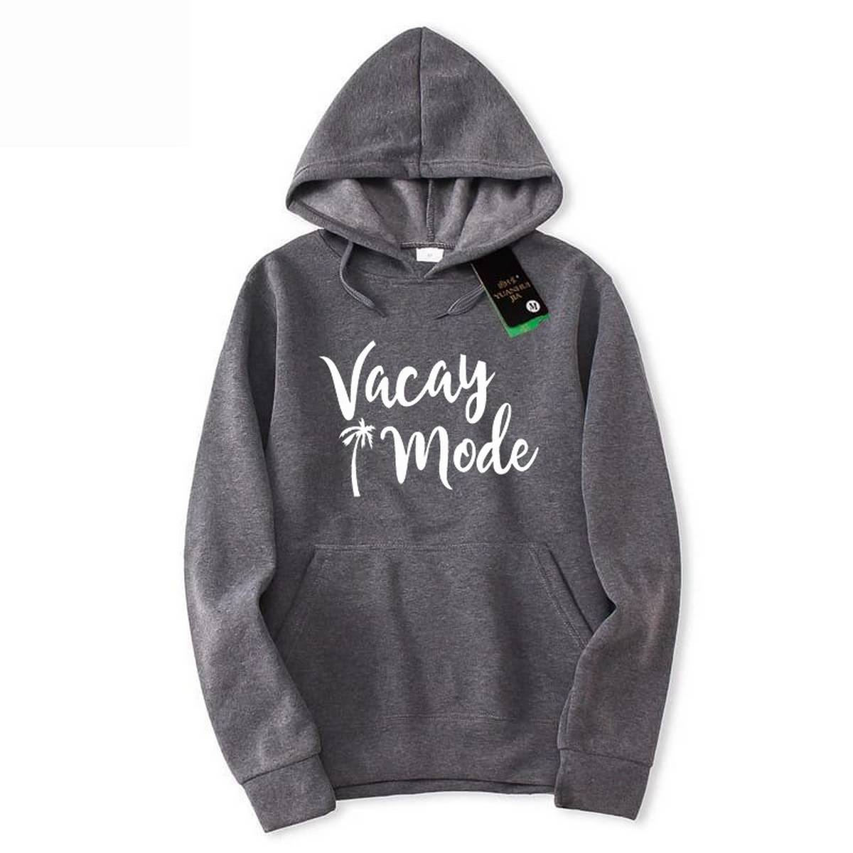 Vacation Mode Fleece Full Sleeves Pull Over Hoodie For Women