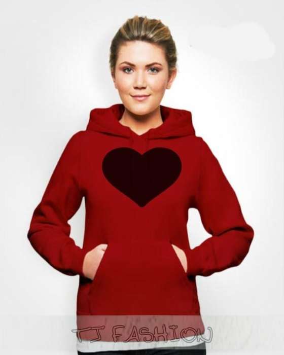 Red heart For and Women - AceCart Warm Hooded Sweatshirt in Red