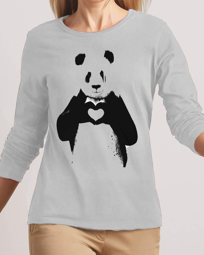 Heart Bear New Fashion Grey High Graphic Excellent Quality T-shirt - Front View - AceCart