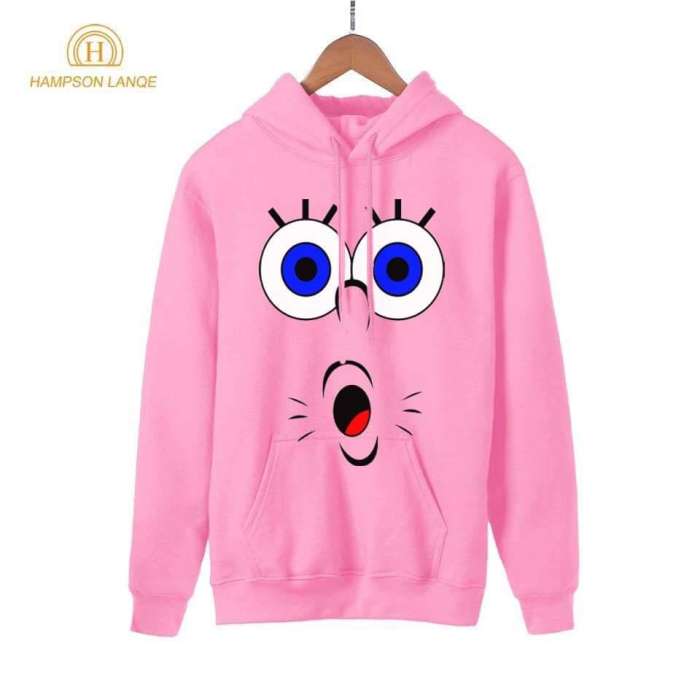 Cartoon Stylish Pink Printed Hoodie For Women - AceCart Warm Hooded Sweatshirt in Pink