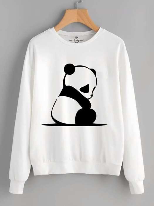 white panda cute sweatshirt for women (play and slay) - AceCart Warm Hooded Sweatshirt in White