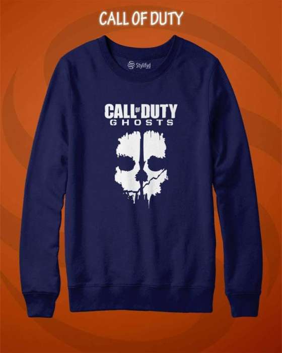 Blue Call Of Duty Printed Sweat Shirt For Women - AceCart Warm Hooded Sweatshirt in Blue