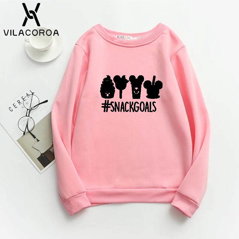 Snack Goals Fleece Full Sleeves Pull Over Sweatshirt For Women