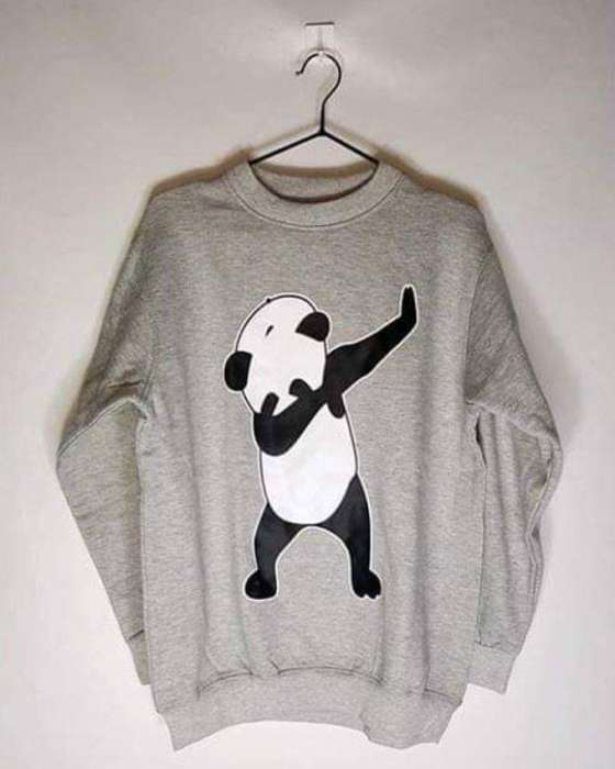 Ace Grey Dab Panda Printed Sweat Shirt For Women - AceCart Warm Hooded Sweatshirt in Grey