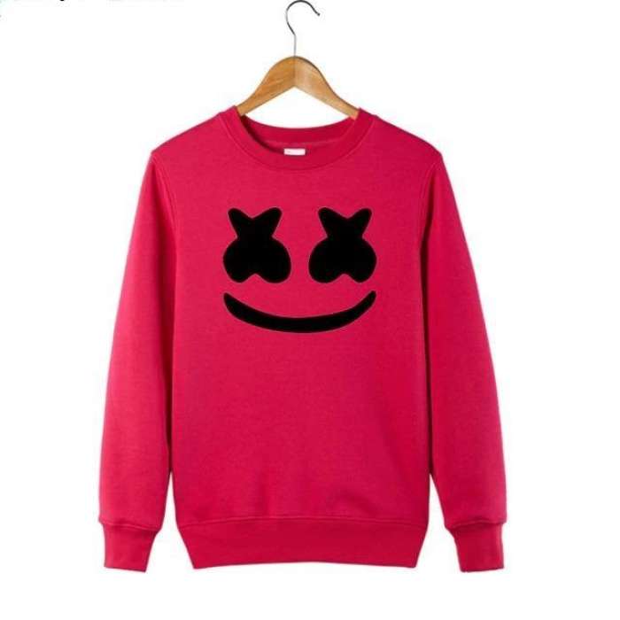 Red Marshmallow Printed Sweat Shirt For and Women Sw 002 - AceCart Warm Hooded Sweatshirt in Red