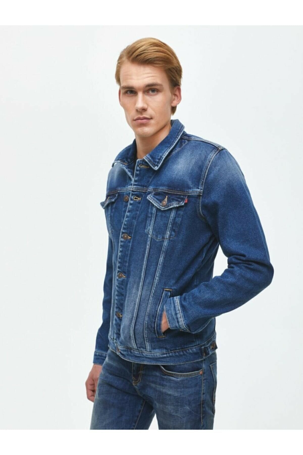 Ace Mens Denim Jacket Stretchable Fine Lycra S Blue