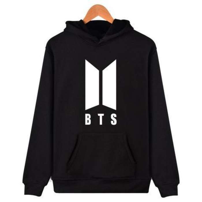 Sober Wear Bts Fleece Cotton Hoodie For Women Black 141 - AceCart Warm Hooded Sweatshirt in Black