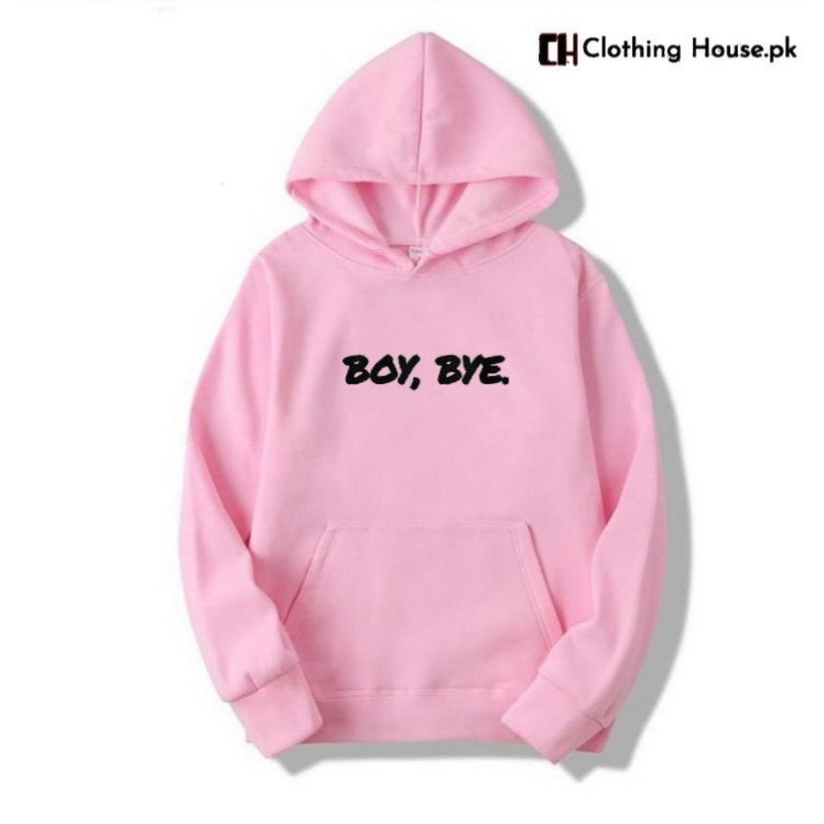 Pink Bye Fleece Full Sleeves Pull Over Hoodie For Women