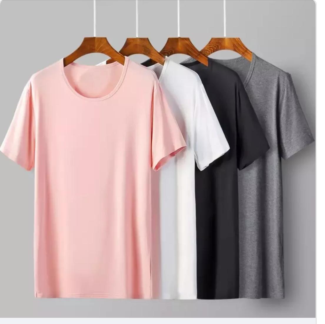 Pack Of 4 Cotton Halfsleeves Oneck Tshirt For Women - Front View - AceCart