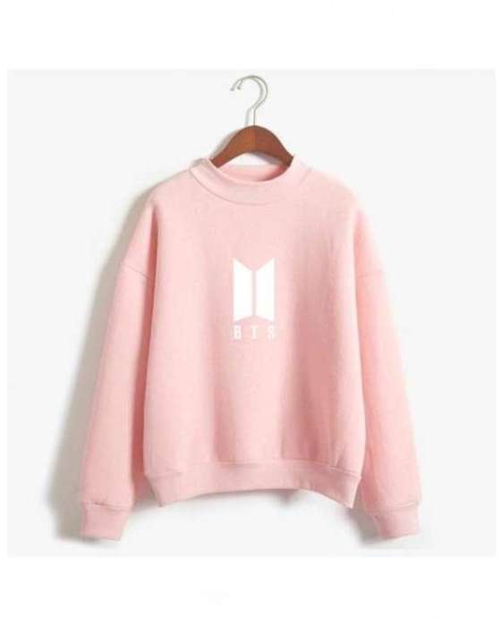 Pink Fleece Bts Sweatshirt For Women 950 - AceCart Warm Hooded Sweatshirt in Pink