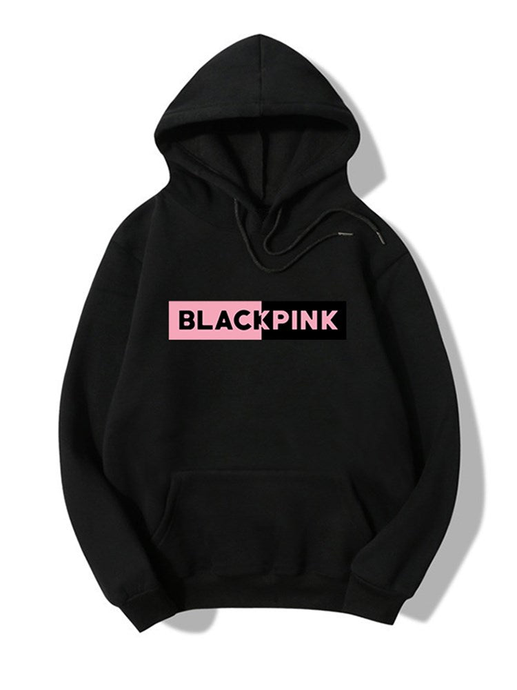 Blackpink Printed Fleece Full Sleeves Pull Over Hoodie For Women