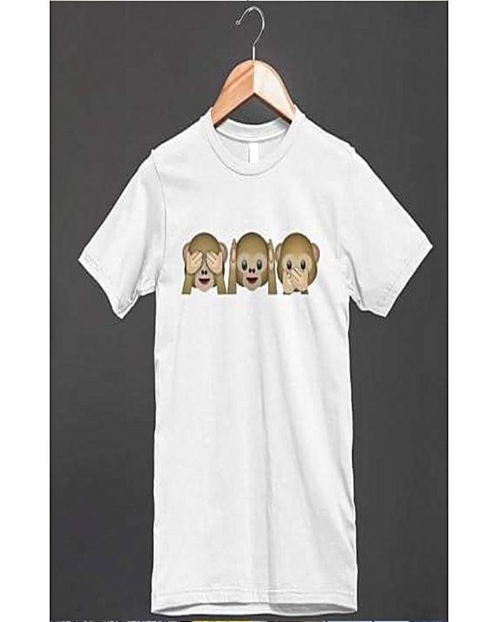 White Emojis Cotton Printed T-Shirt For Women - Front View - AceCart