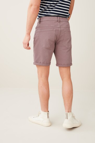 Stretch Denim Shorts For Mens Purple