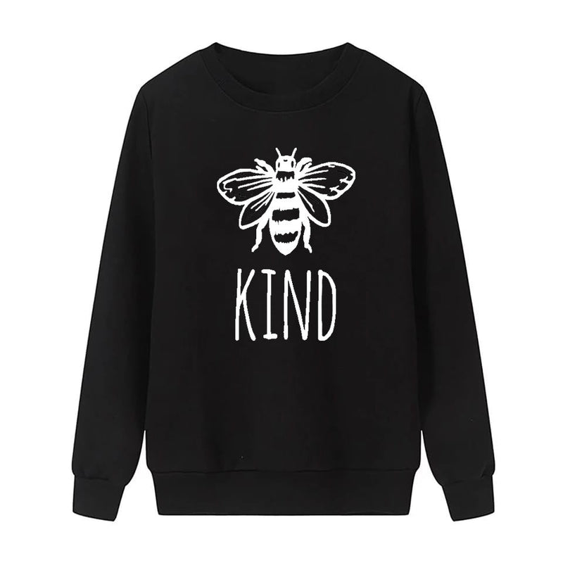 Bee Kind Fleece Full Sleeves Pull Over Sweatshirt For Women