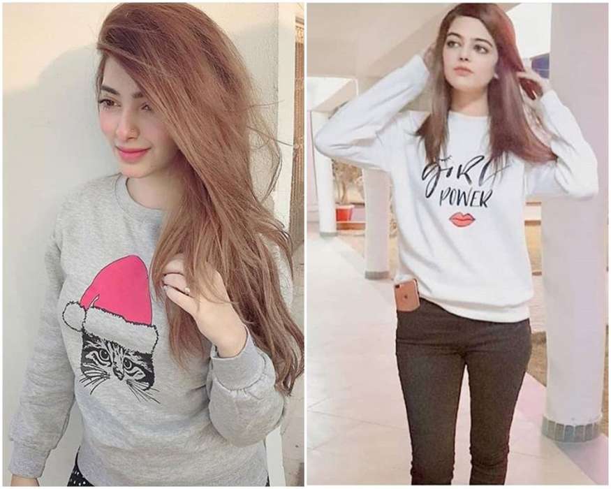 Pack of 2 Heatwomens Grey Santa Cat and White Power Printed Sweatshirts For Women s - AceCart Warm Hooded Sweatshirt in White