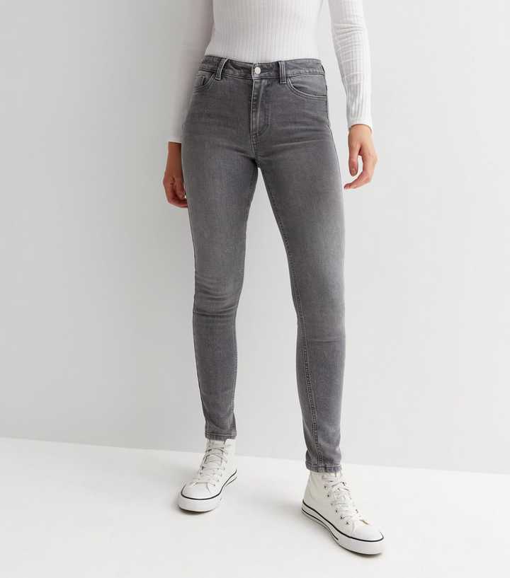 Dark Grey Mid Rise Skinny Jeans