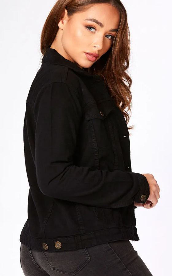 Women Black Solid Jacket  - Front View - Available in Sizes L