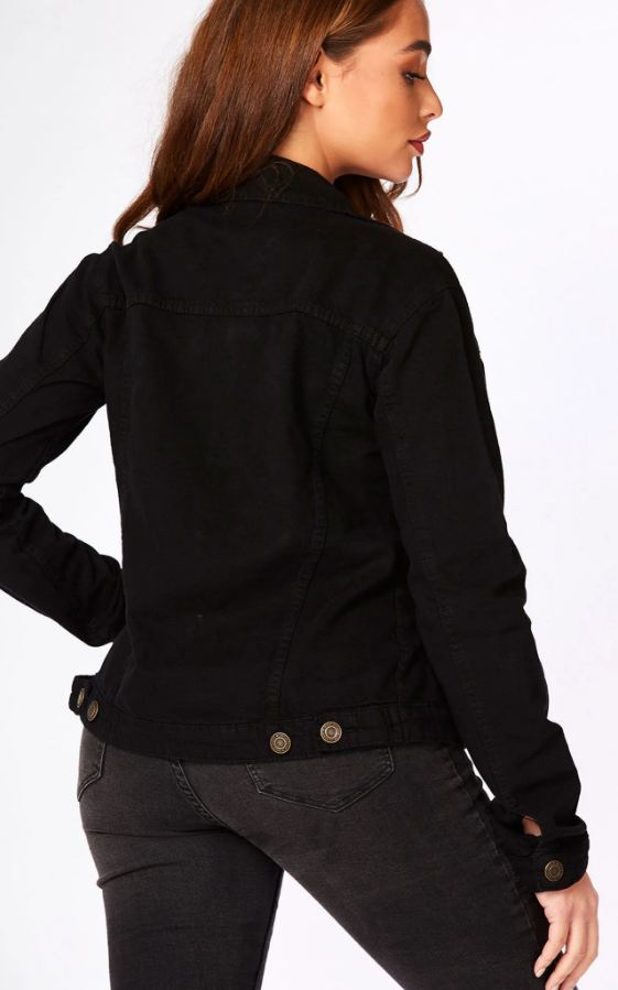 Women Black Solid Jacket  - Front View - Available in Sizes XL