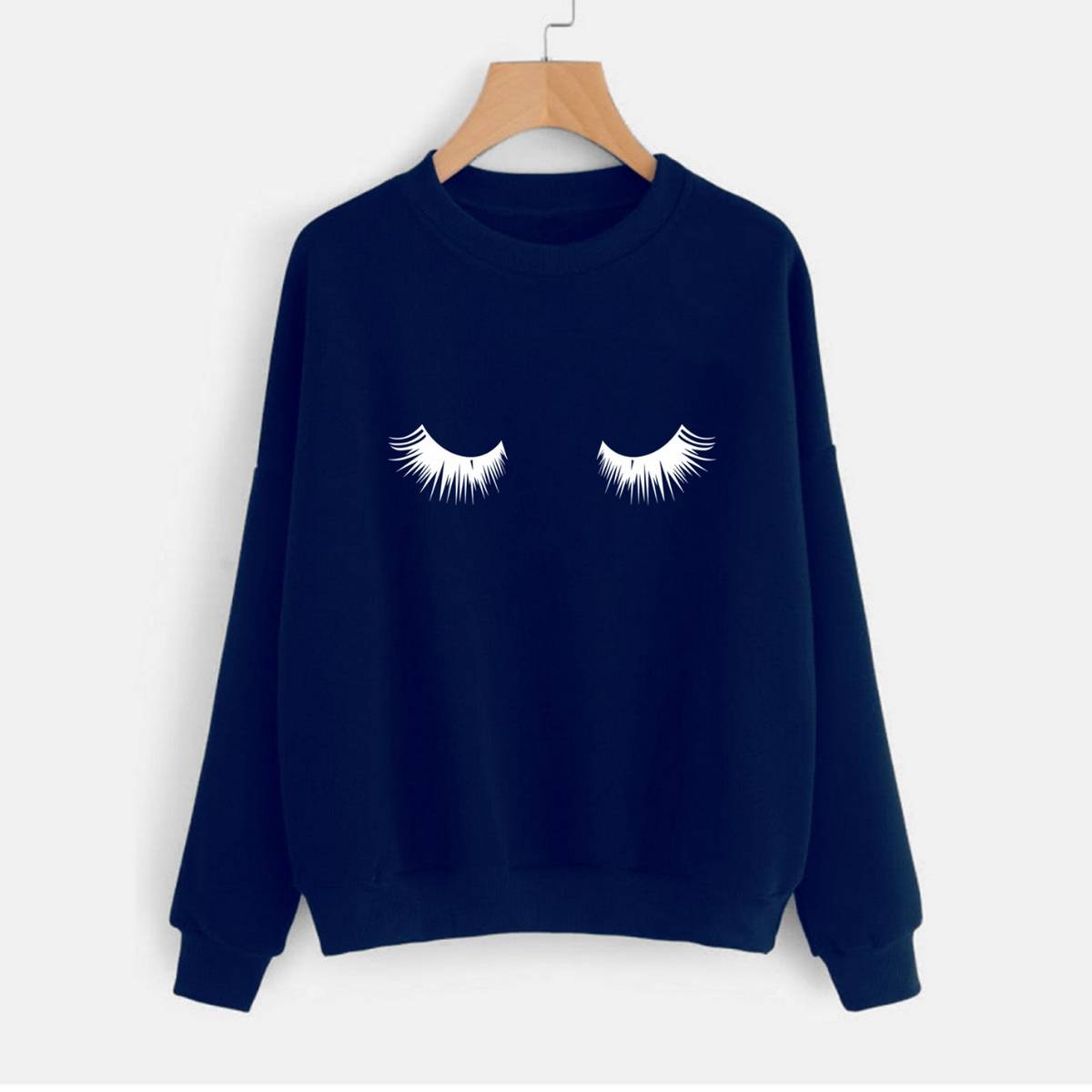 Eye Printed Fleece Full Sleeves Pull Over Sweatshirt For Women