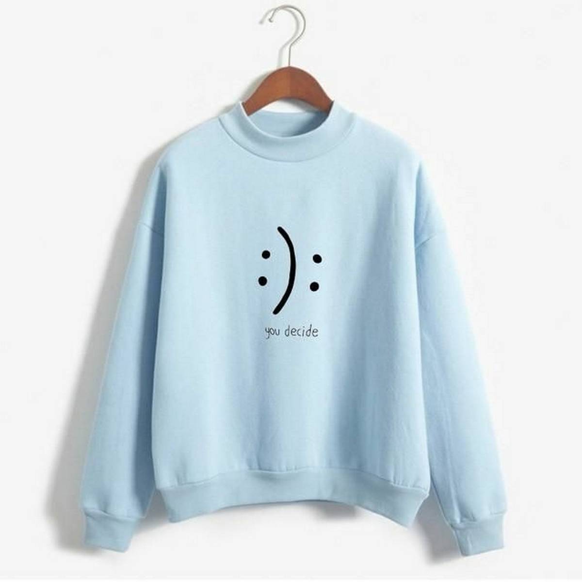 Blue You Decide Fleece Full Sleeves Pull Over Sweatshirt For Women