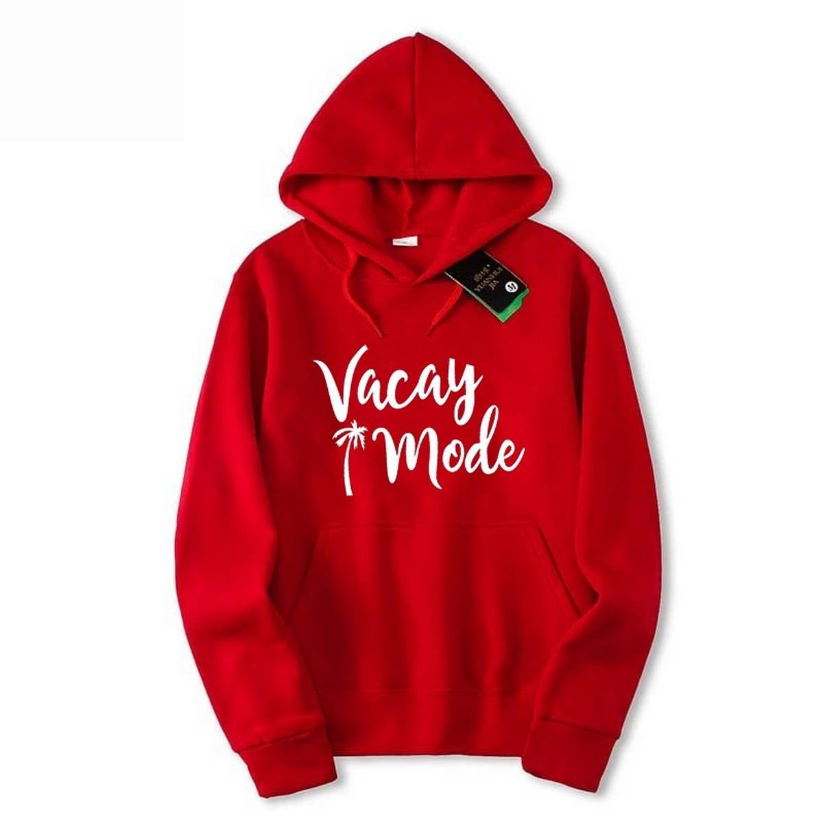 Vacation Mode Fleece Full Sleeves Pull Over Hoodie For Women