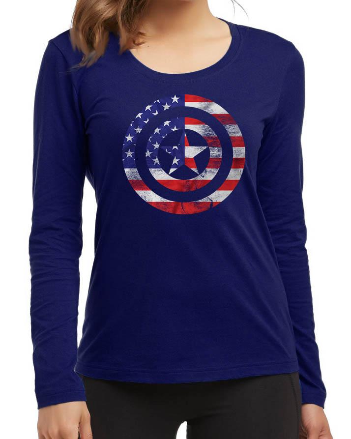 Captain America New Fashion Navy Blue Excellent Quality High Graphic T-SHirt - Front View - AceCart