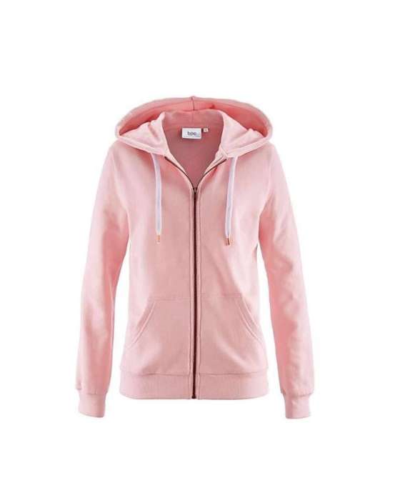 Pink Plain Zipper Hoodie For womens - AceCart Warm Hooded Sweatshirt in Pink