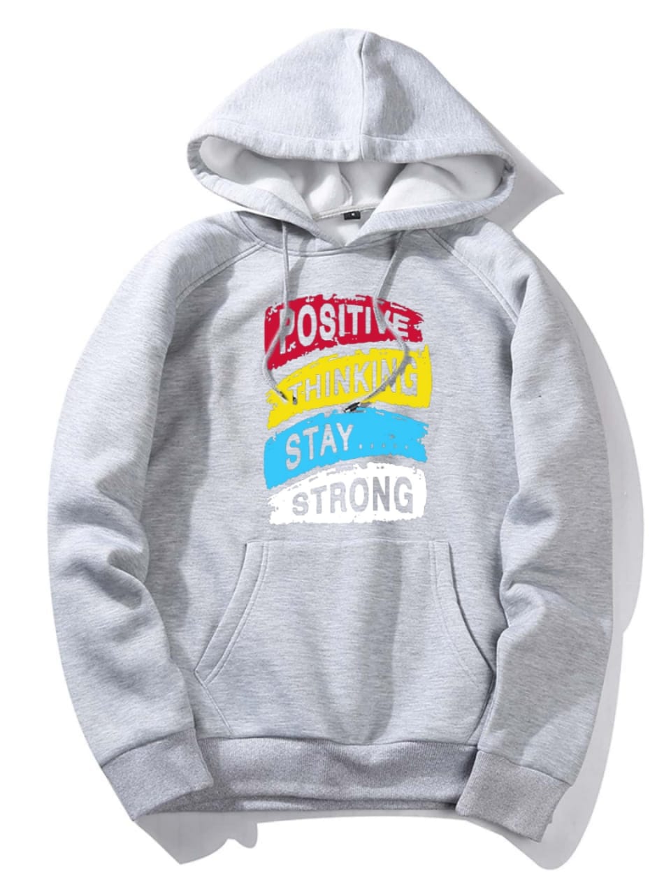 Positive Thinking Stay Strong Printed Fleece Full Sleeves Pull Over Hoodie For Men & Women