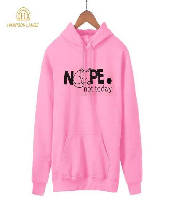 Nope Printed Hoodie For womens - AceCart Warm Hooded Sweatshirt in Pink