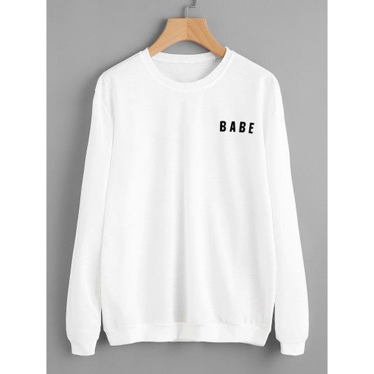 White Babe Printed Fleece Full Sleeves Pull Over Sweatshirt For Women