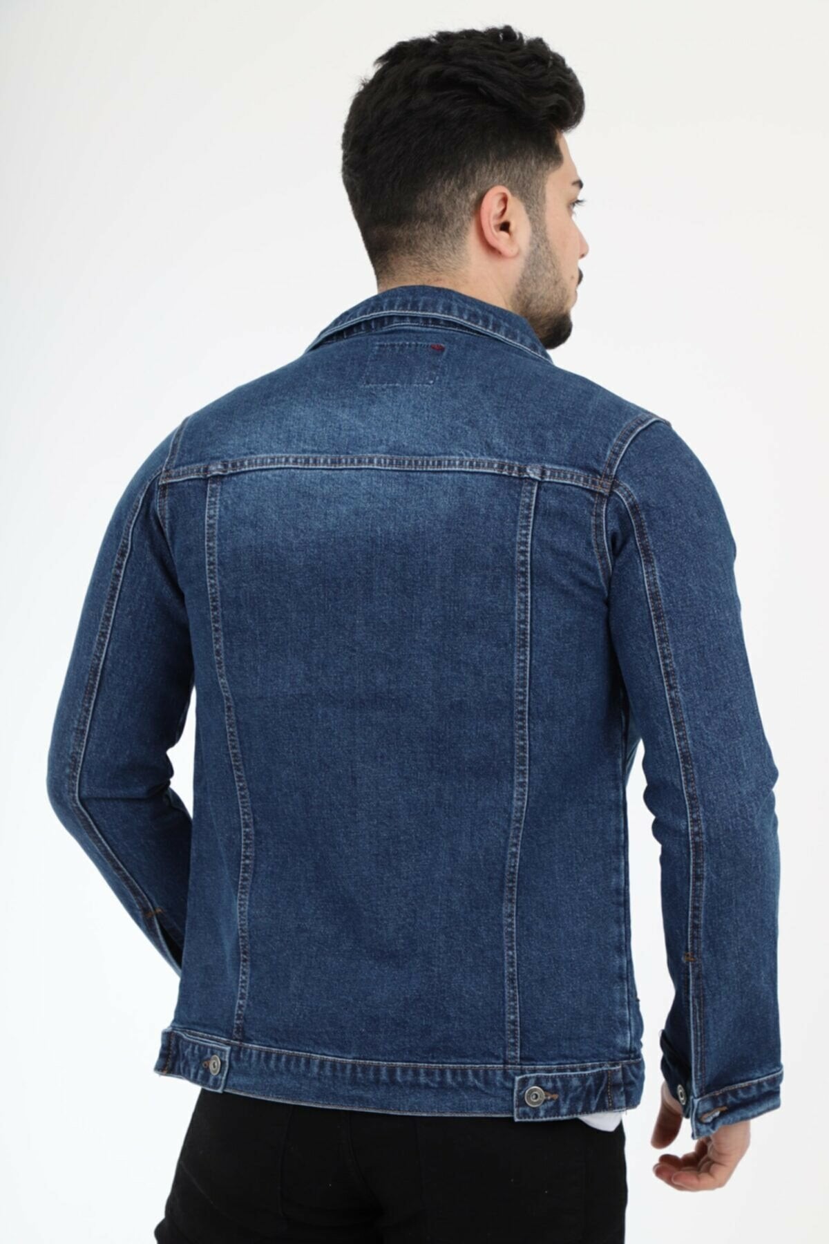 Ace Mens Denim Jacket Stretchable Fine Lycra L Blue