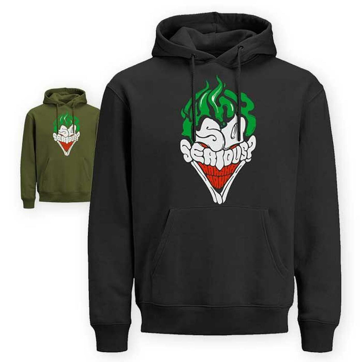 Why So Serious Joker Printed Fleece Full Sleeves Pull Over Hoodie