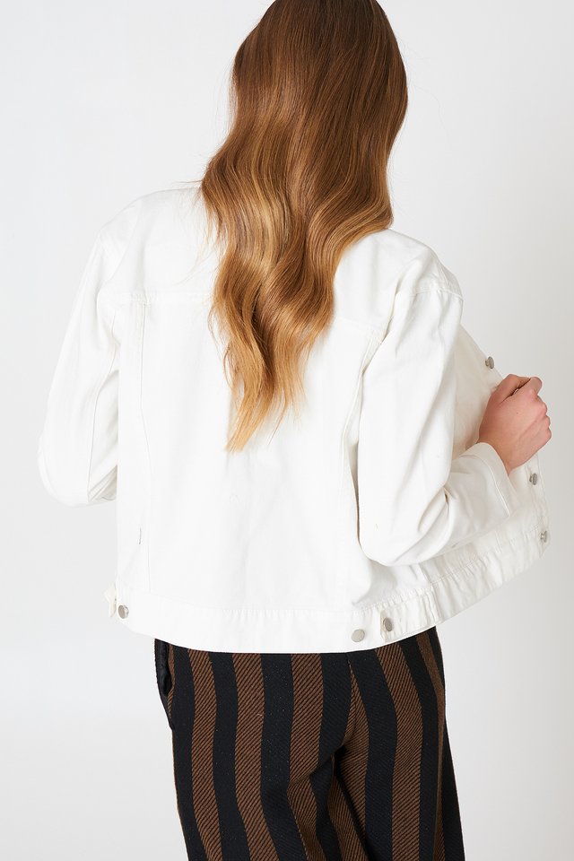 Women White Solid Jacket  - Front View - Available in Sizes XL