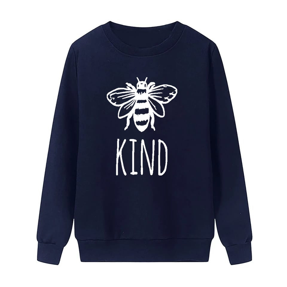 Bee Kind Fleece Full Sleeves Pull Over Sweatshirt For Women