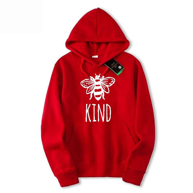 Bee Kind Printed Fleece Full Sleeves Pull Over Hoodie For Women And Men