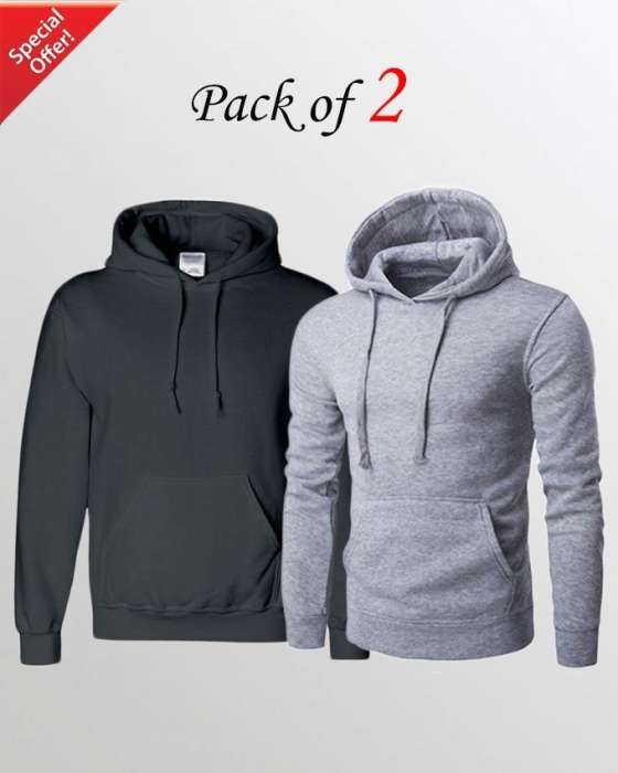 Pack of 2 plain hoodie For womens - AceCart Warm Hooded Sweatshirt in Grey