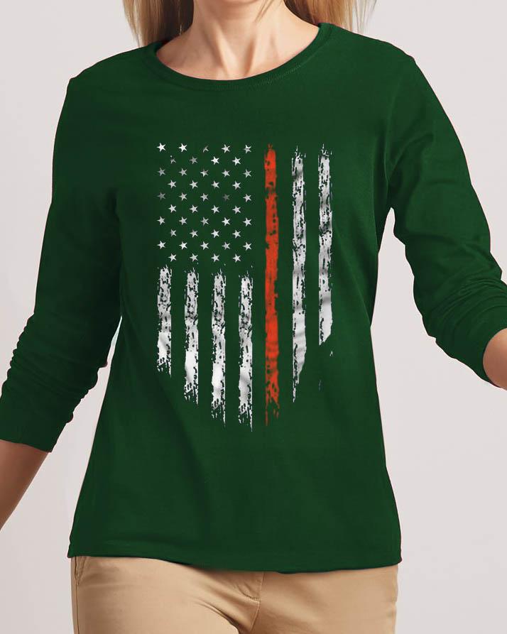 American Flag New Fashion Green High Graphic Excellent Quality T-shirt - Front View - AceCart