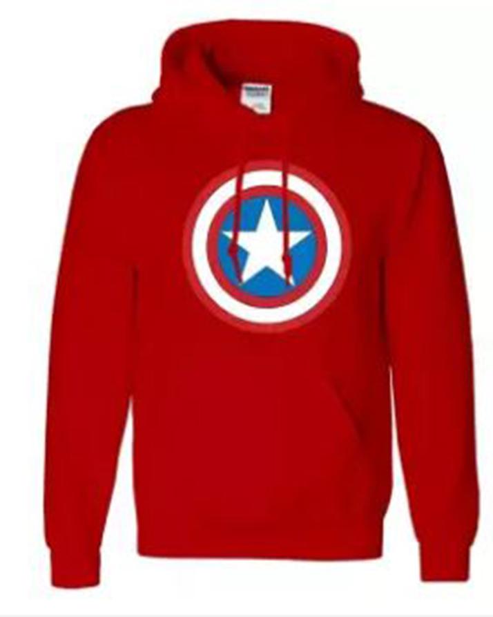 Red Cotton Printed Captain America Hoodie For Men