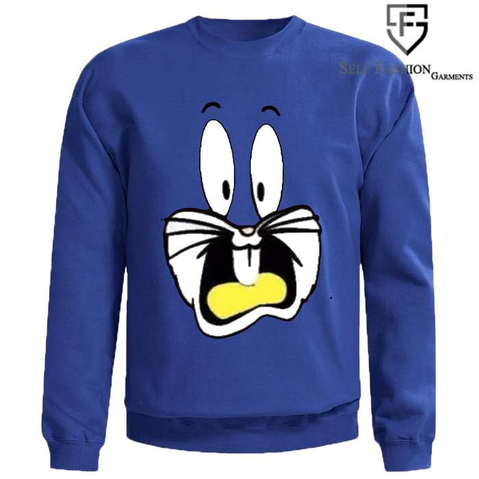 Self fashion "Bugs Bunny" Printed Sweatshirt - AceCart Warm Hooded Sweatshirt in Blue