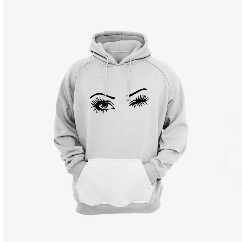 Winky Eye Printed Fleece Full Sleeves Pull Over Hoodie For Women And Men