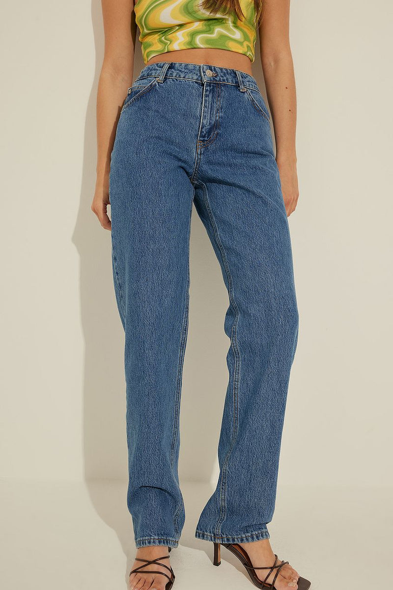 Mid Rise Straight Jeans For Womens