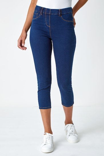 Roman Cropped Denim Jegging - Stylish Women's Jeggings - Available In Dark Blue