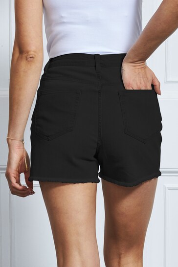 Denim Raw Edge Shorts For Women